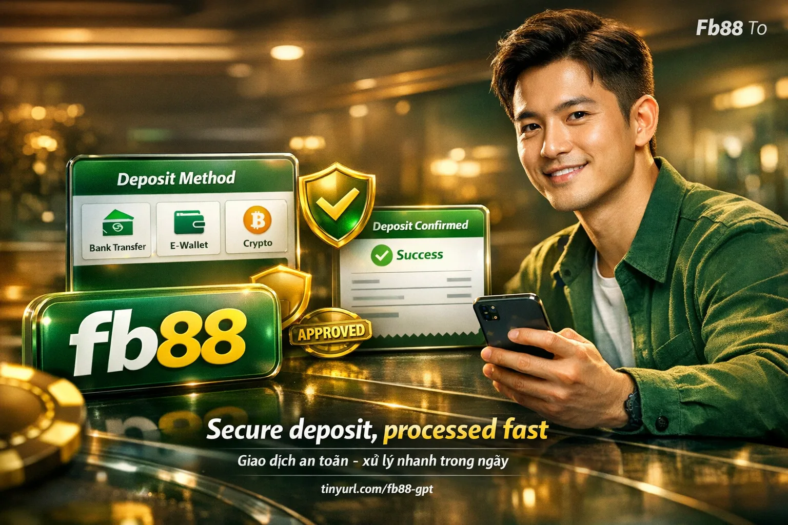 Fb88 automatic deposit process with SSL encryption and transaction confirmation
