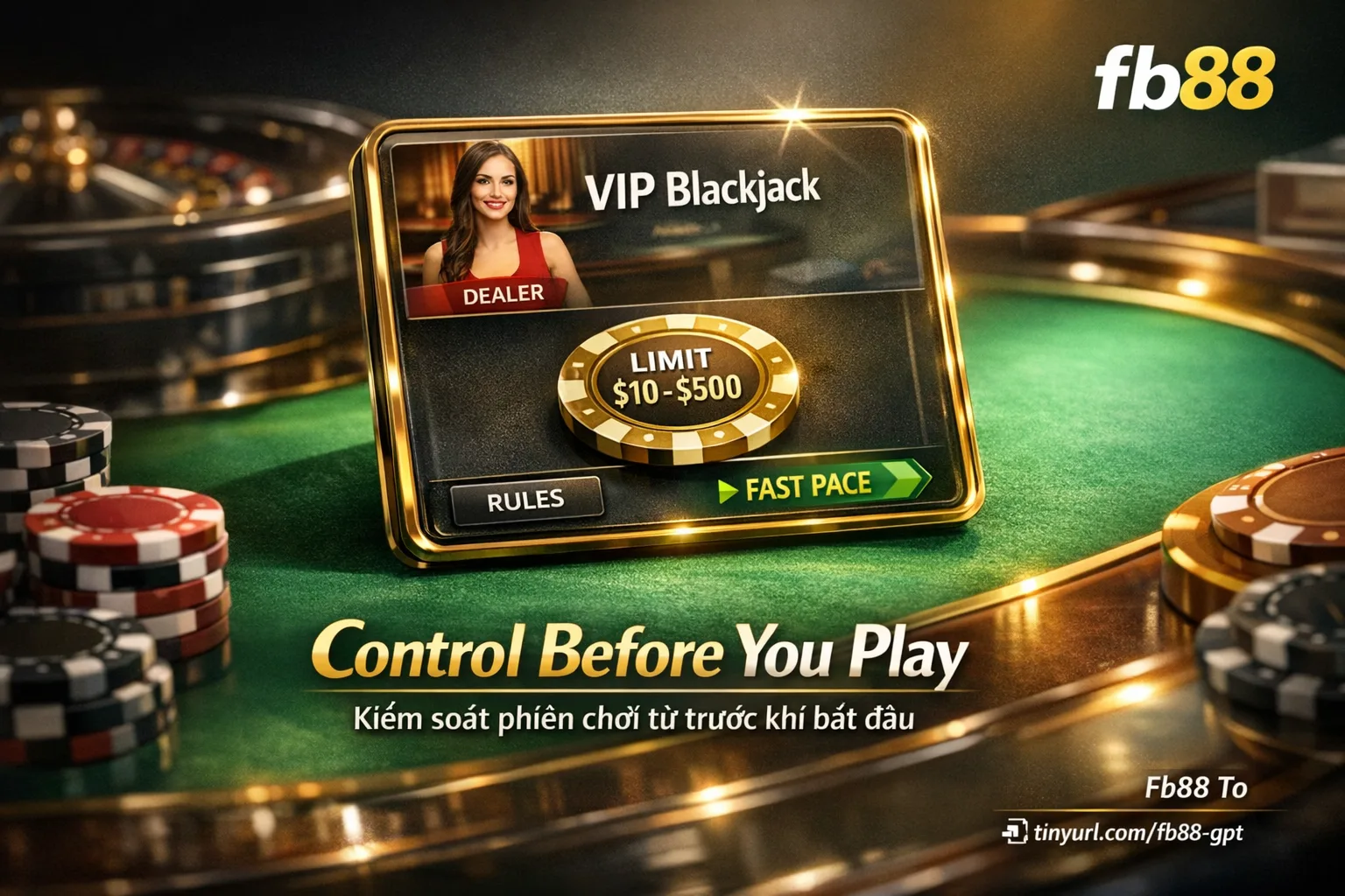 Kiểm soát phiên chơi casino Fb88 với giới hạn vốn mức cược và kết nối sảnh live dealer